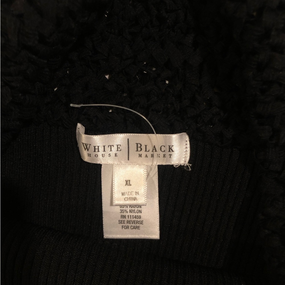 White House Black Market Black Off Shoulder Ribbed Stretch Sweater Size XL - Picture 7 of 10